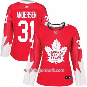 Dame Ishockey Toronto Maple Leafs Tröja Frederik Andersen 31 Adidas 2017-2018 Röd Alternate Authentic